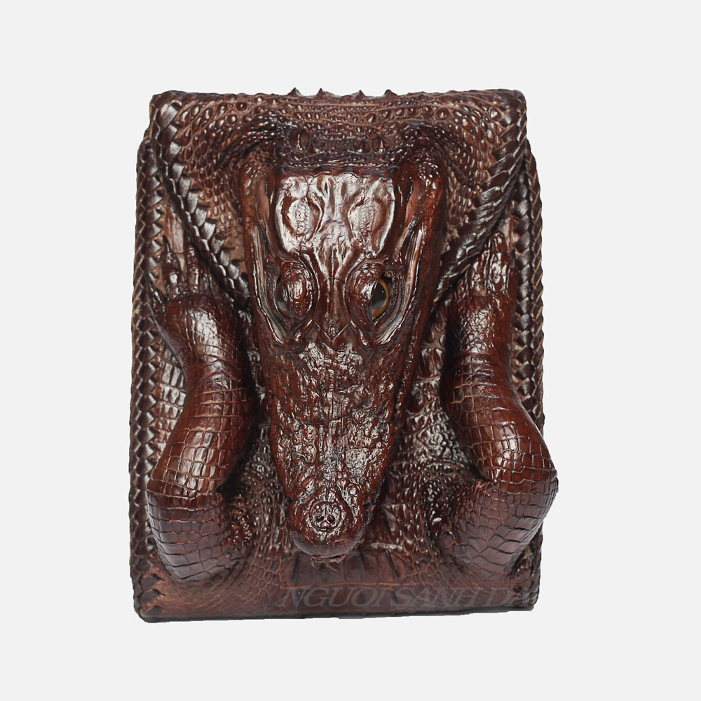 Ví nguyên con da cá sấu màu nâu