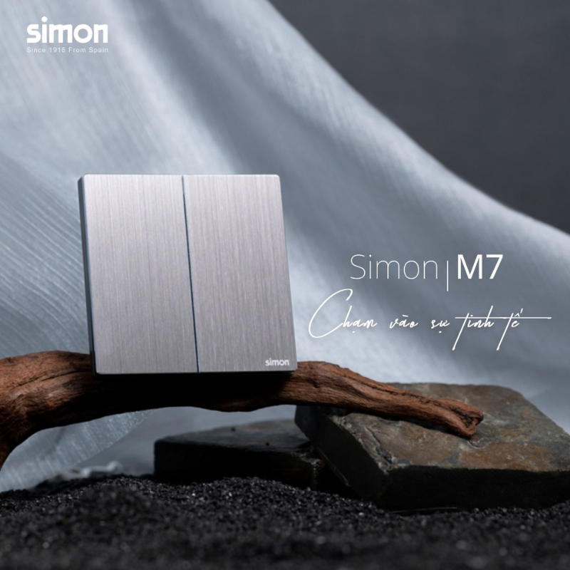 Công tắc ổ cắm tràn viền mặt vuông kim loại siêu mỏng Simon M7 Metal (2)