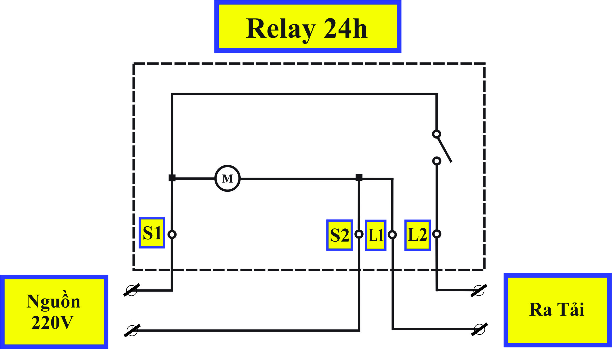 Sơ đồ đấu công tắc thời gian dạng cơ ts38