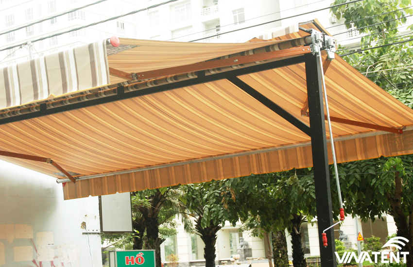 mái hiên di động chữ A tay quay