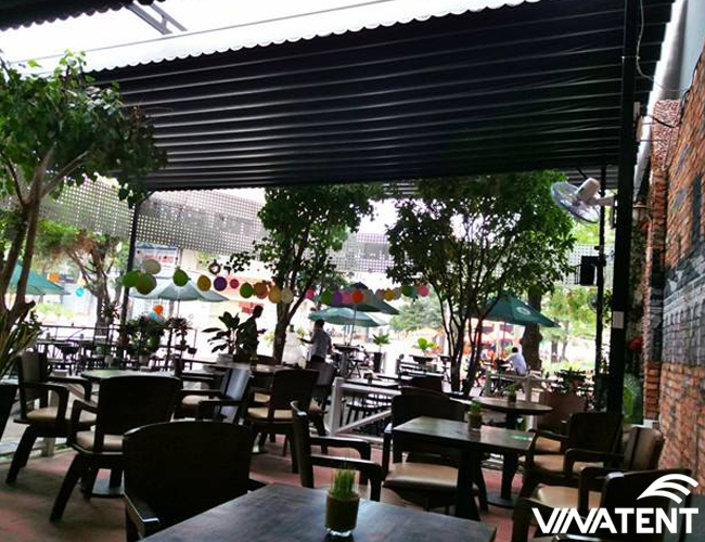 mái xếp di động cho quán cafe