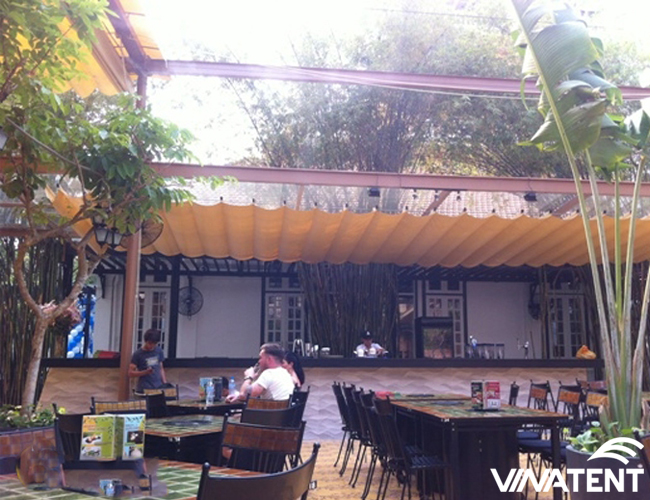 mái xếp di động cho quán cafe