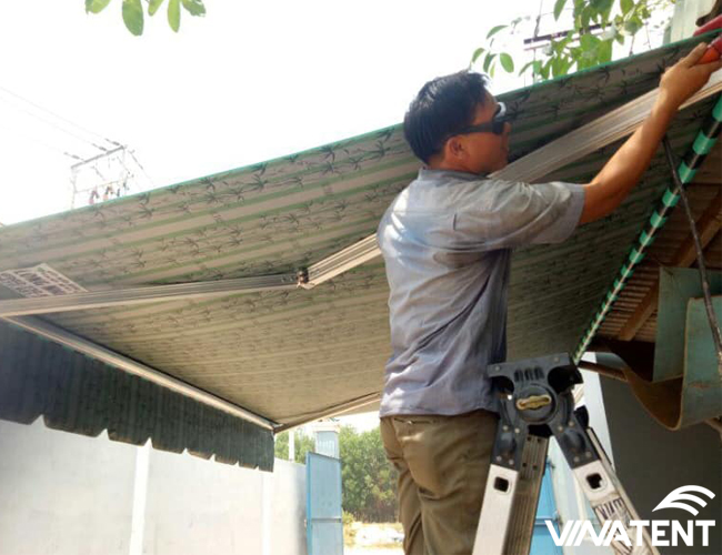 thi công lắp đặt mái hiên di động tại Hà Nội