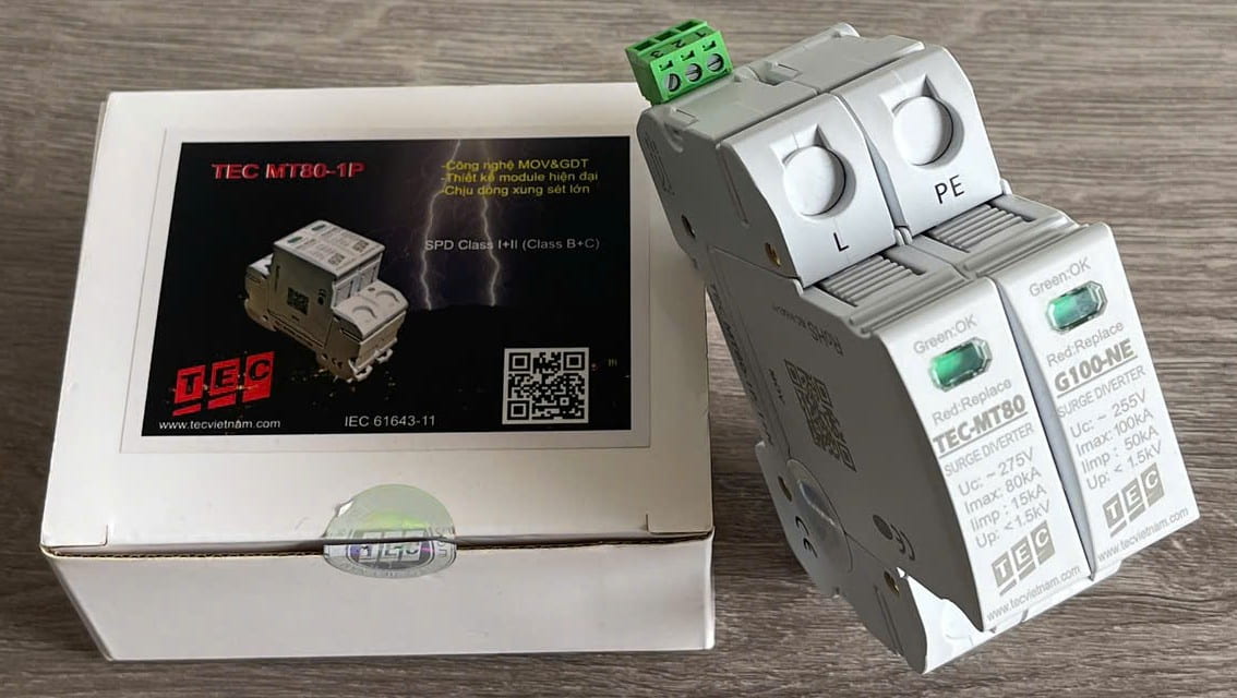 Thiết bị chống sét điện dân dụng 1 pha 80ka TEC MT80-1P