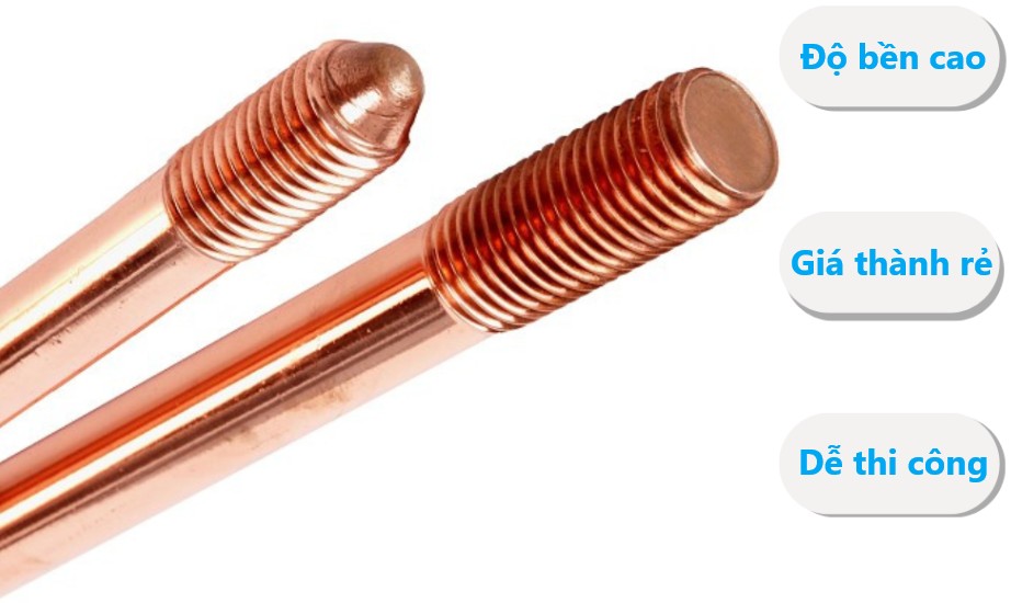 Cọc tiếp địa thép mạ đồng được sử dụng nhiều nhất hiện nay