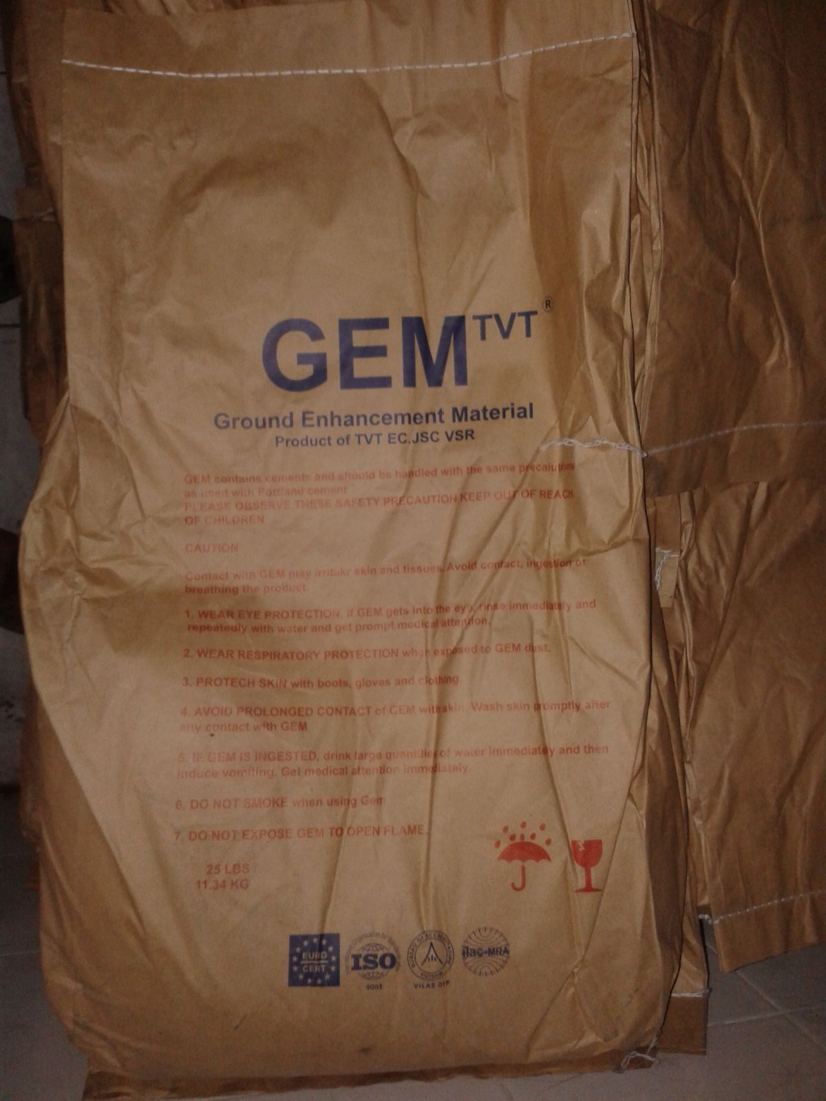 hóa chất giảm điện trở đất gem tvt 11.34kg bao bột gem tvt việt nam