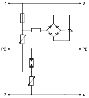 Sơ đồ đấu nối thiết bị chống sét OBO VF60-AC/DC