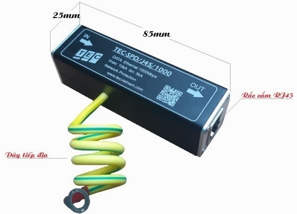 Cách lắp thiết bị cắt sét mạng lan TEC-SPD-J45-1000