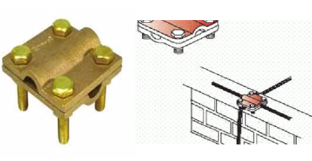 Kẹp đồng 4 ngả cáp với cáp