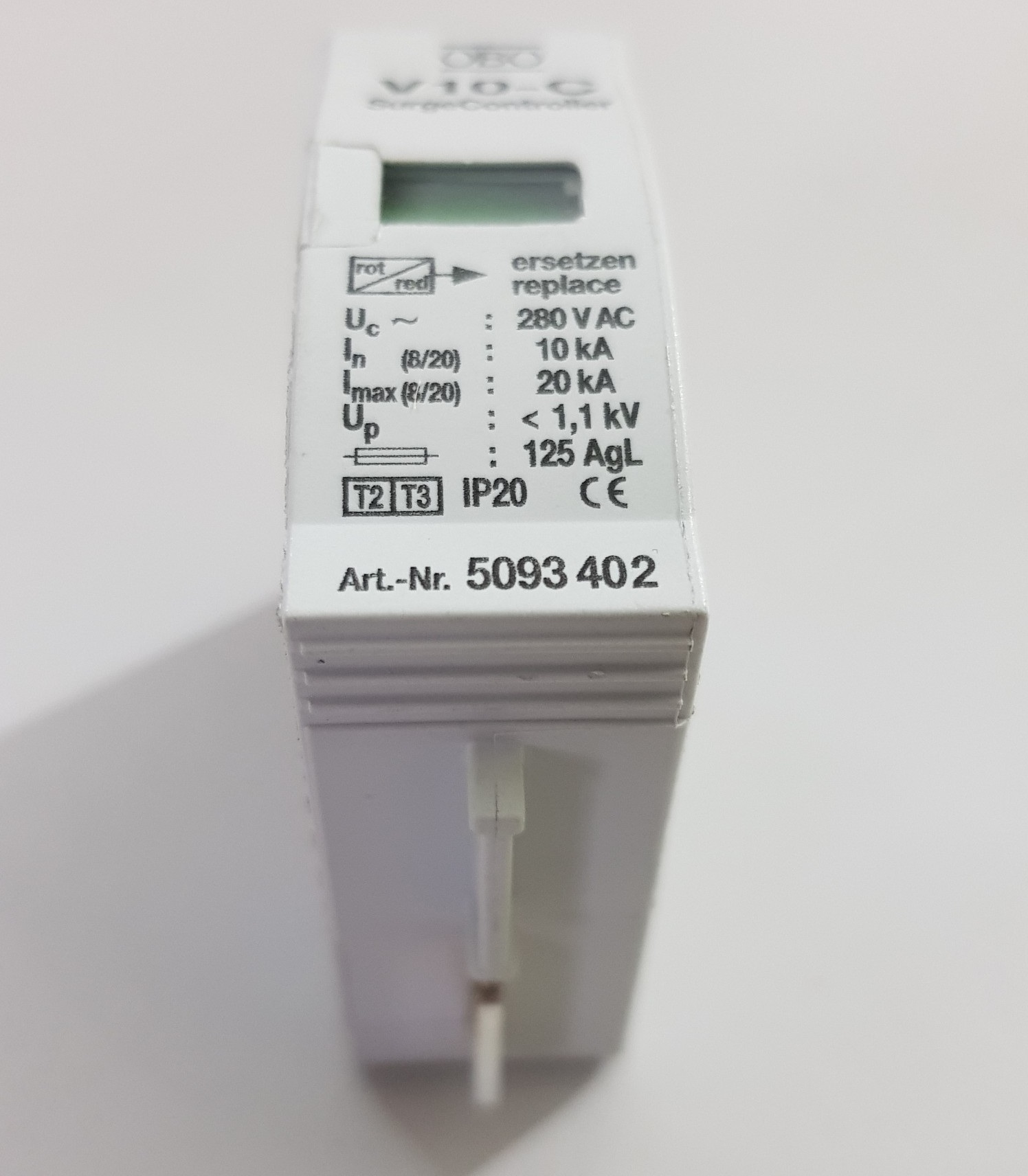 Module thay thế chống sét 1P 20kA max, 280V-V10-C0-280 hãng obo đức