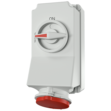 Ổ  cắm công nghiệp có khóa liên động, loại không kín nước, 3 pha - 32A - 4 chân - IP44 - Mã 5105A