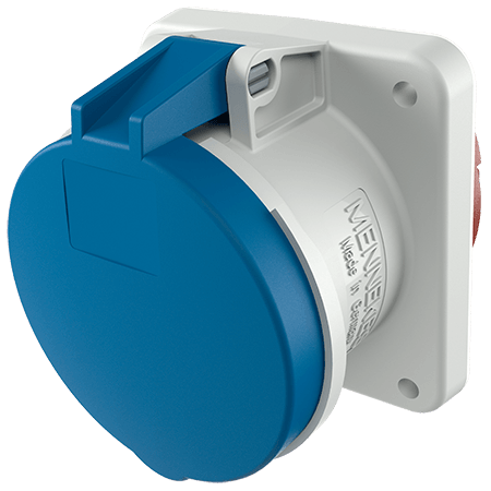 Ổ cắm công nghiệp gắn âm không kín nước, dạng thẳng 1Pha- 63A - 3 chân - IP44 , mã 1261A