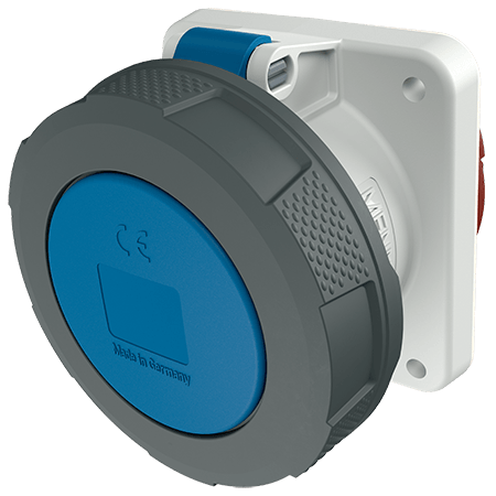 Ổ cắm công nghiệp gắn âm, kín nước, dạng thẳng 1Pha - 63A - 3 chân - IP67 , mã 1264A