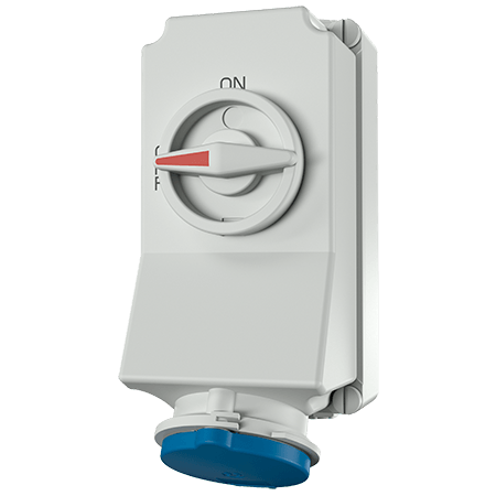 Ổ cắm công nghiệp có khóa liên động, loại không kín nước, 1 pha - 32A - 3 chân - IP44 - Mã 5696A