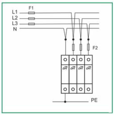 sơ đồ đấu nối thiết bị chống sét PSM4-40/400 TT