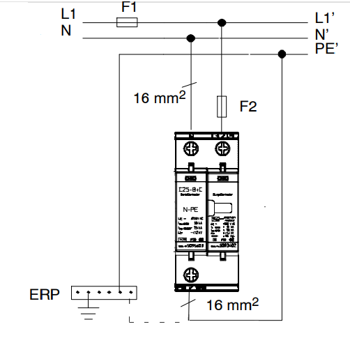 Thiết bị cắt lọc sét 2 pha:  V25-B+C1+NPE-280