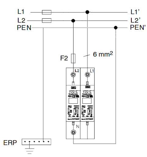 Thiết bị cắt lọc sét 2 pha: V25-B+C 2
