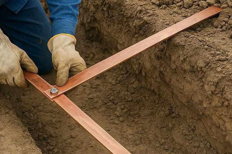 Thi công dây đồng tiếp đất 25x3mm