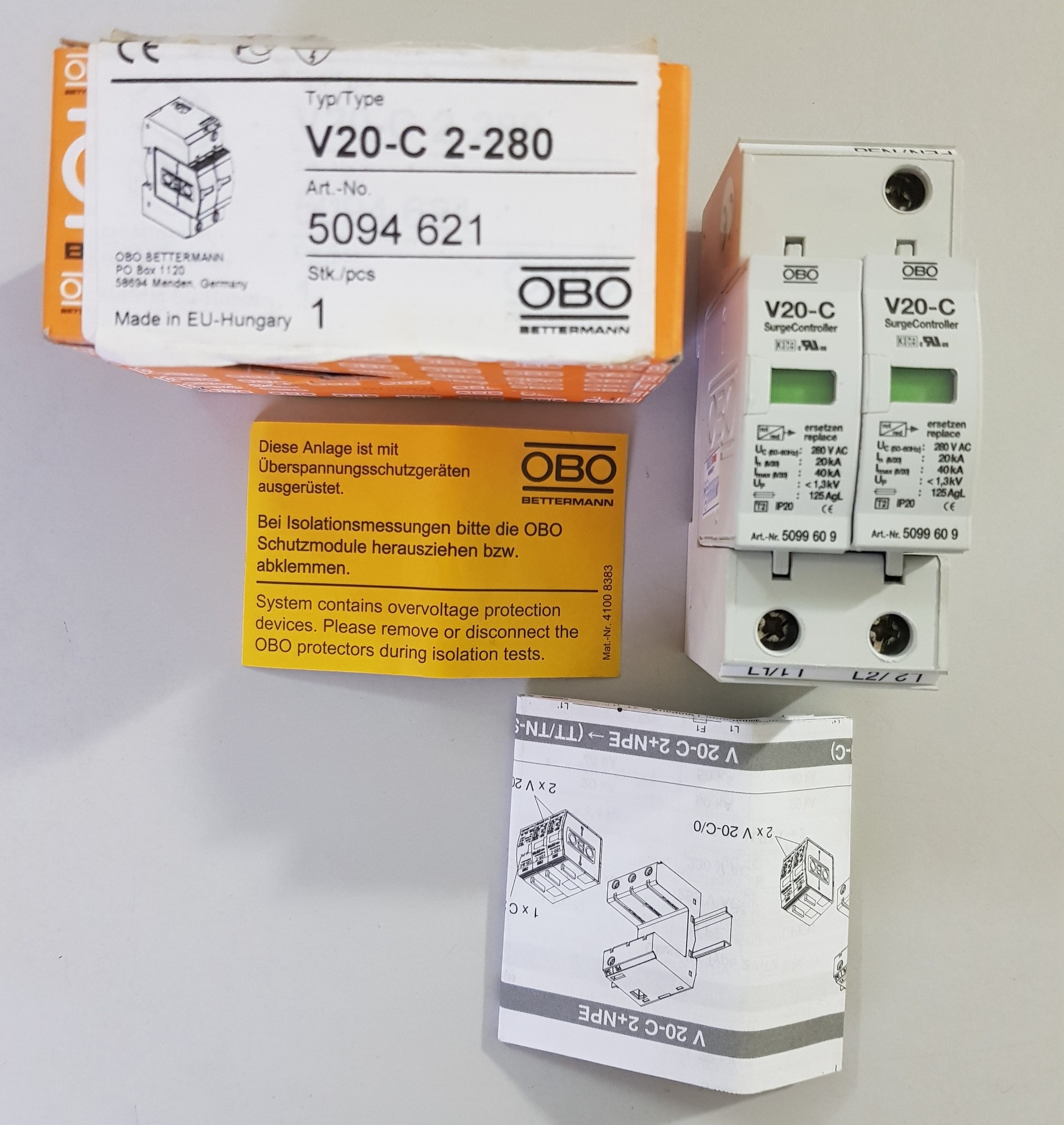 Thiết bị cắt lọc sét 2pha: V20-C 2-280