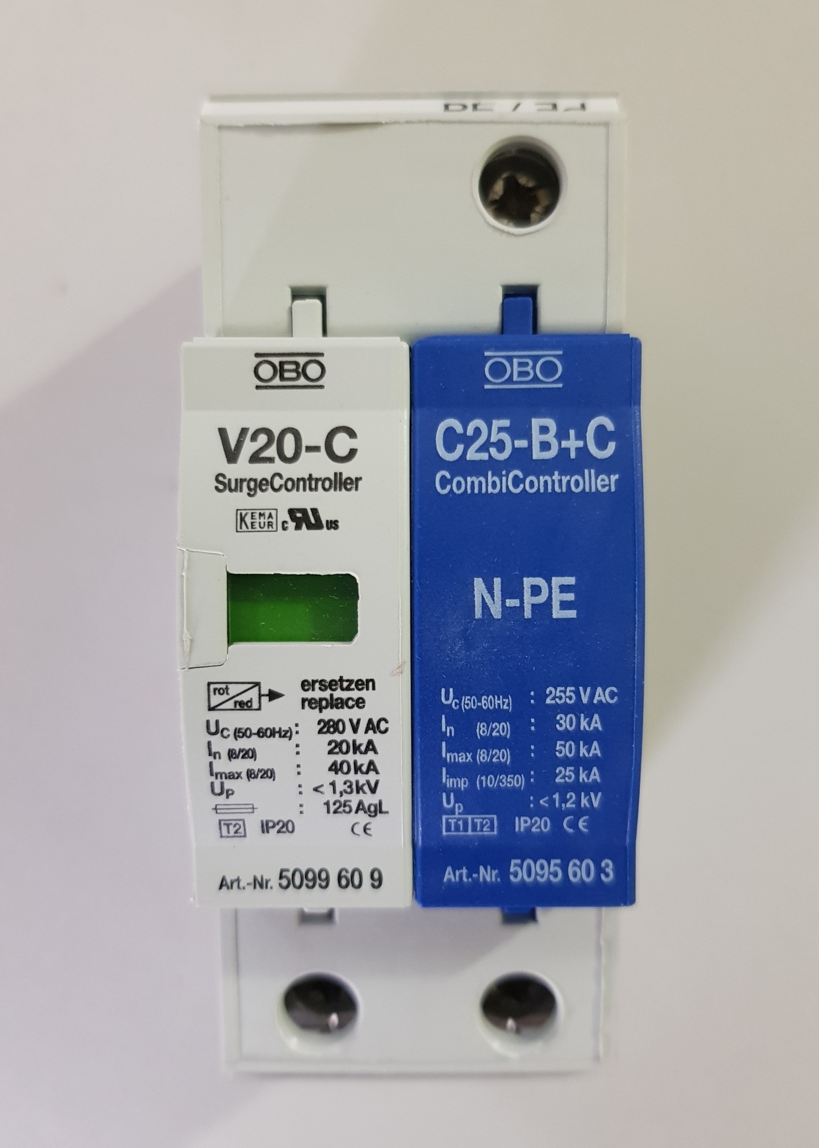 bộ cắt lọc sét 1 pha, V20 C 1 NPE 280 hãng obo đức