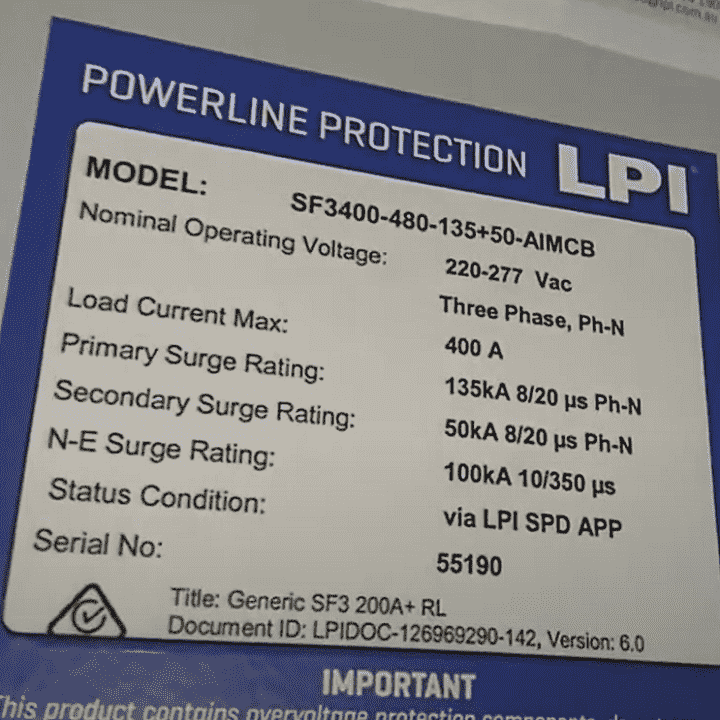 thiết bị chống sét lan truyền lpi 3 pha 400a SF3400-480-135+50-AIMCB