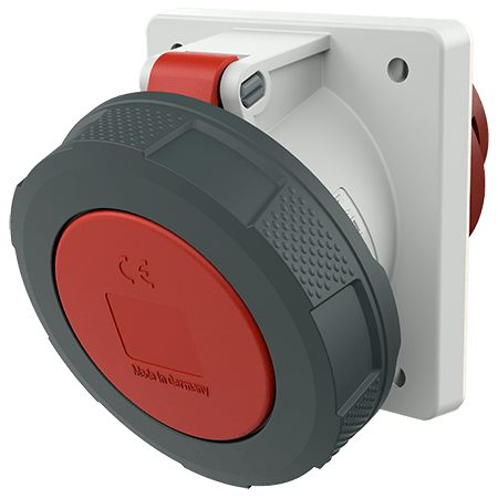 ổ cắm công nghiệp gắn âm, kín nước, góc nghiêng 20 độ 3Pha -  63A - 5 chân - IP67 , mã 209A