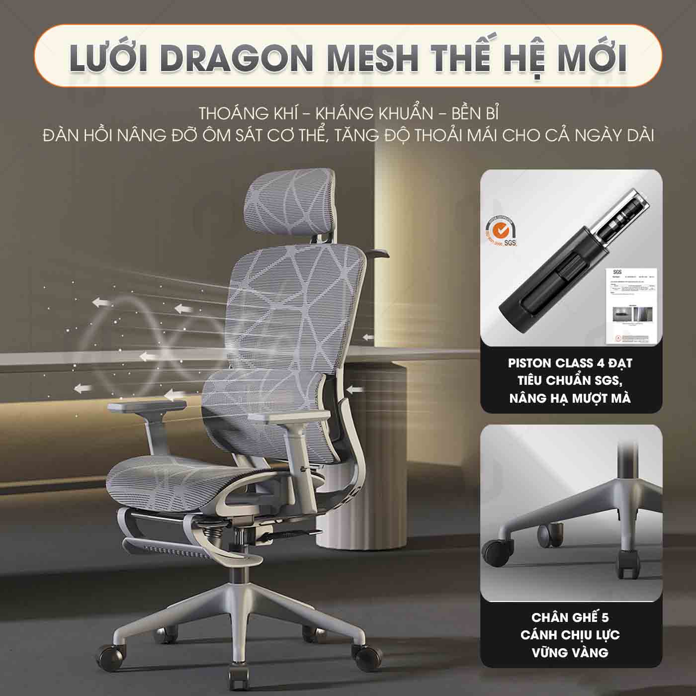 ghế công thái học full lưới