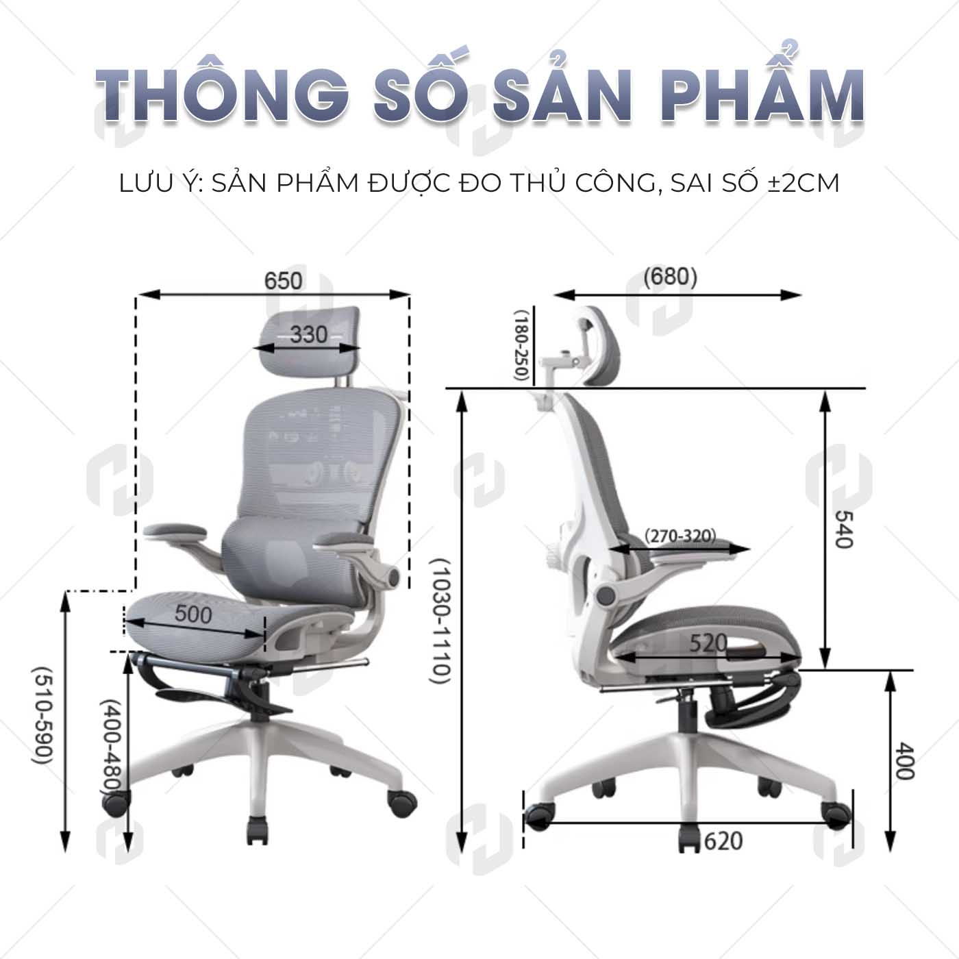 Ghế văn phòng chuẩn công thái học HTD-927 Pro nâng đỡ cột sống