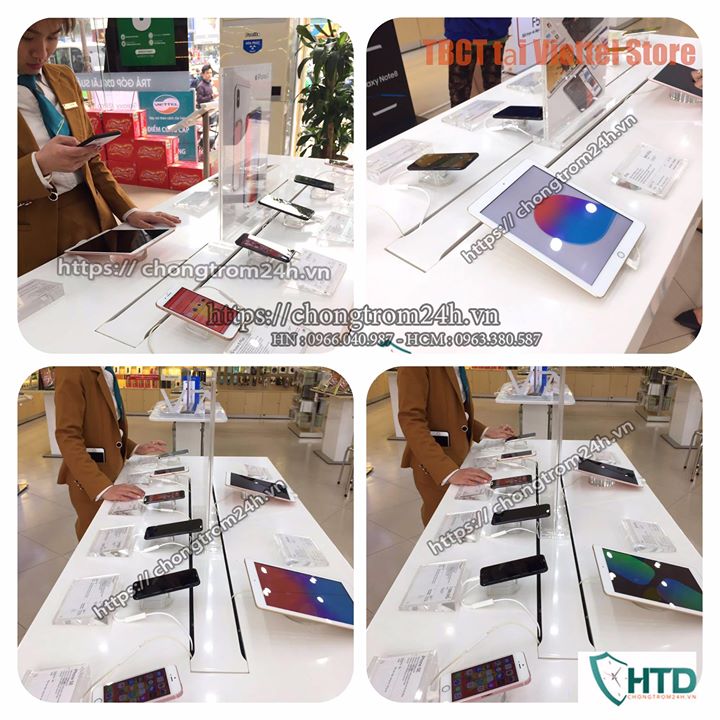 chống trộm điện thoại trưng bày tại Viettel Store