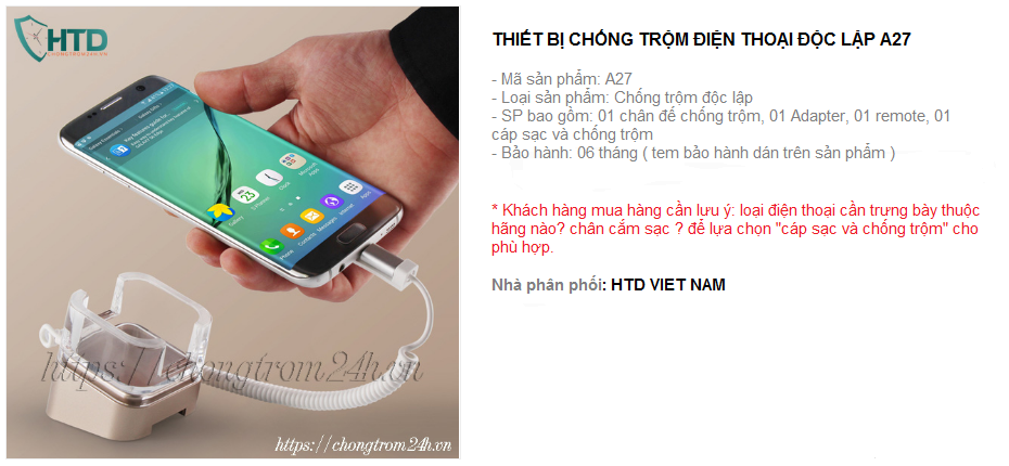 Thiết bị chống trộm điện thoại trưng bày dạng độc lập A27