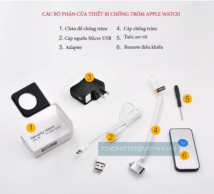 Thiết bị chống trộm đồng hồ thông minh bao gồm