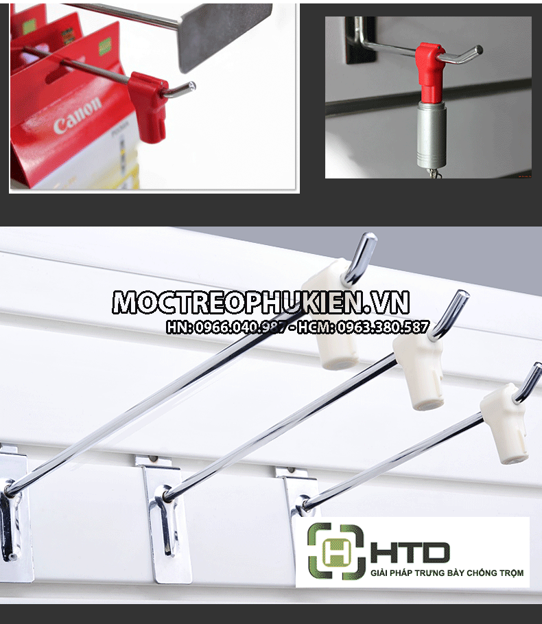 Phụ kiện khóa chặn đầu móc treo - an ninh cho các kệ hàng