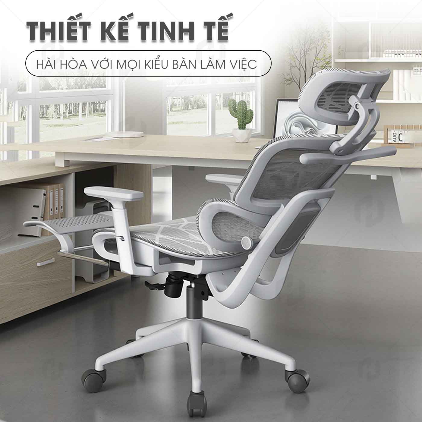 Ghế công thái học full lưới HTD-LS900 Chống đau lưng, lưới vân rồng cao cấp thoáng khí