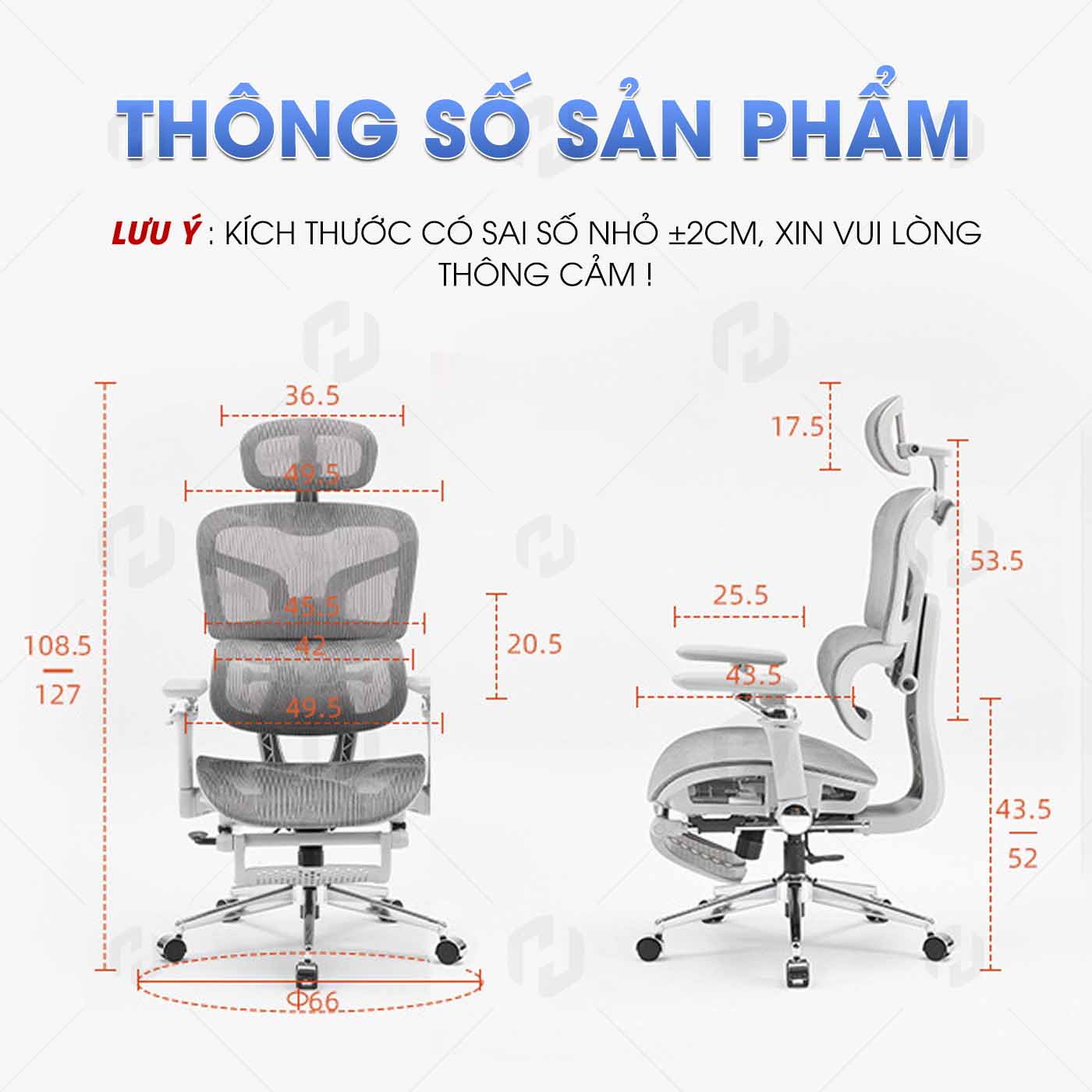 Ghế Công Thái Học HTD-905 Full Lưới Thoáng Khí – Bảo Vệ Cột Sống, Ngồi Êm Suốt Ngày Dài
