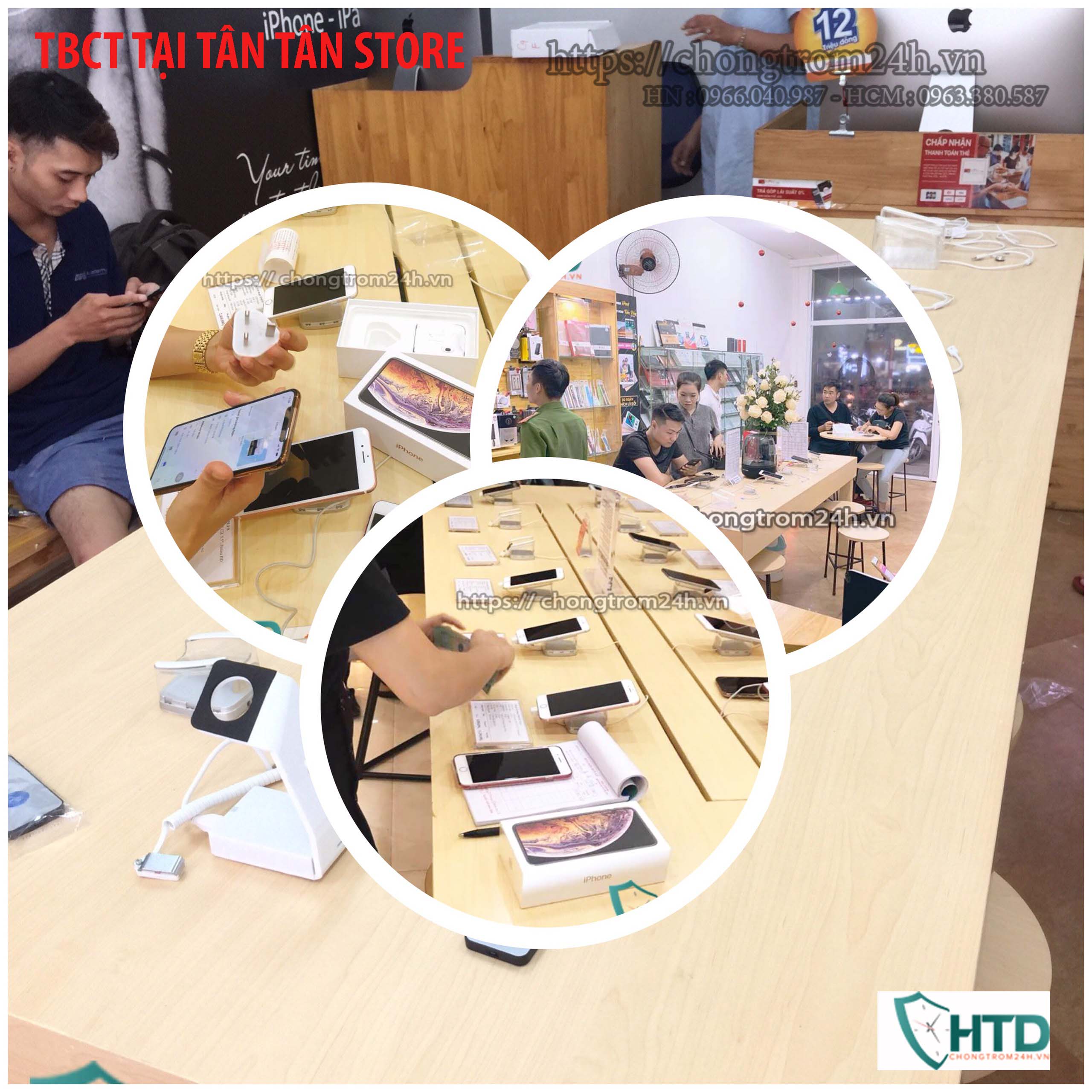 Thiết bị chống trộm trưng bày tại Tân Tân Store.