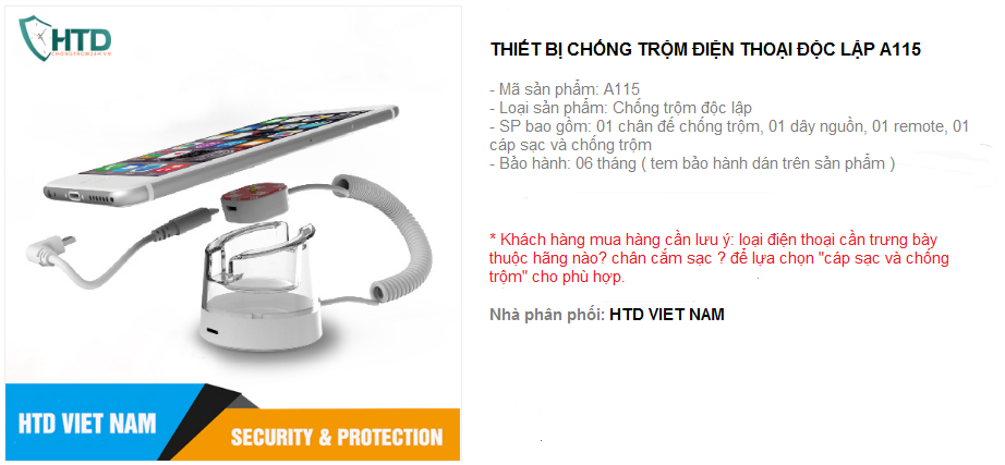 Thiết bị chống trộm điện thoại trưng bày dạng độc lập A115