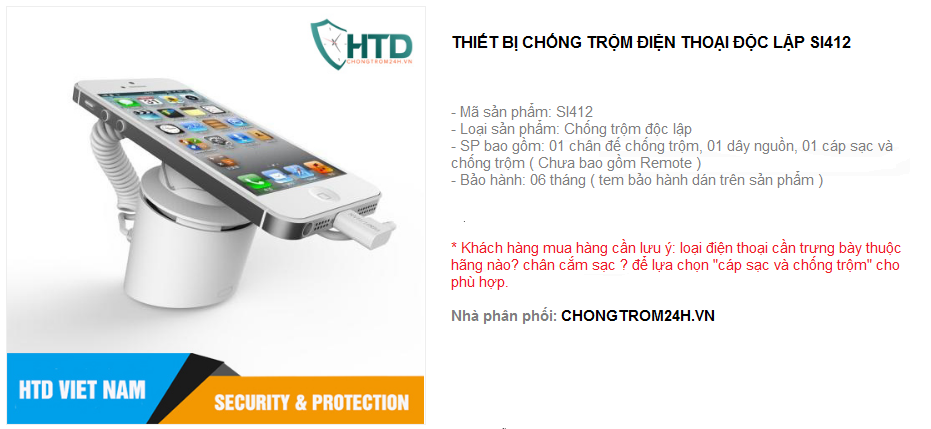 Thiết bị chống trộm điện thoại trưng bày dạng độc lập SI412
