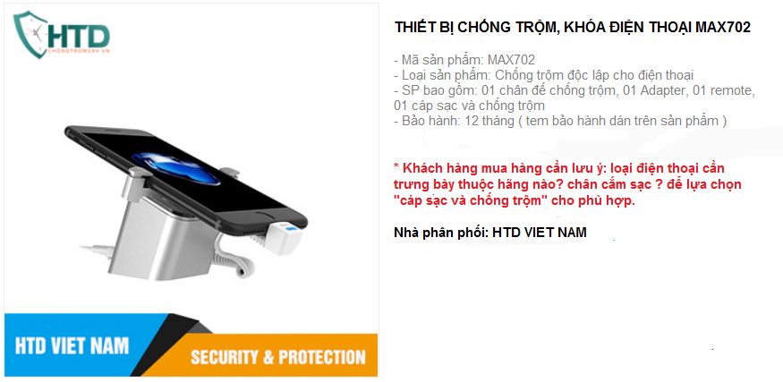 Thiết bị chống trộm điện thoại trưng bày dạng độc lập MAX702