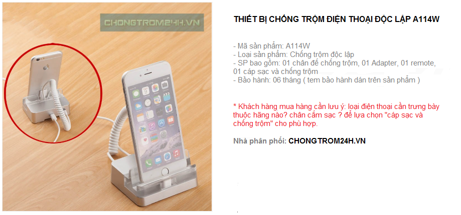 Thiết bị chống trộm điện thoại trưng bày dạng độc lập A114