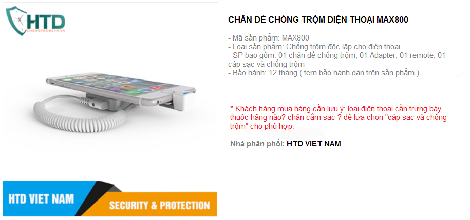 Thiết bị chống trộm điện thoại trưng bày dạng độc lập MAX80