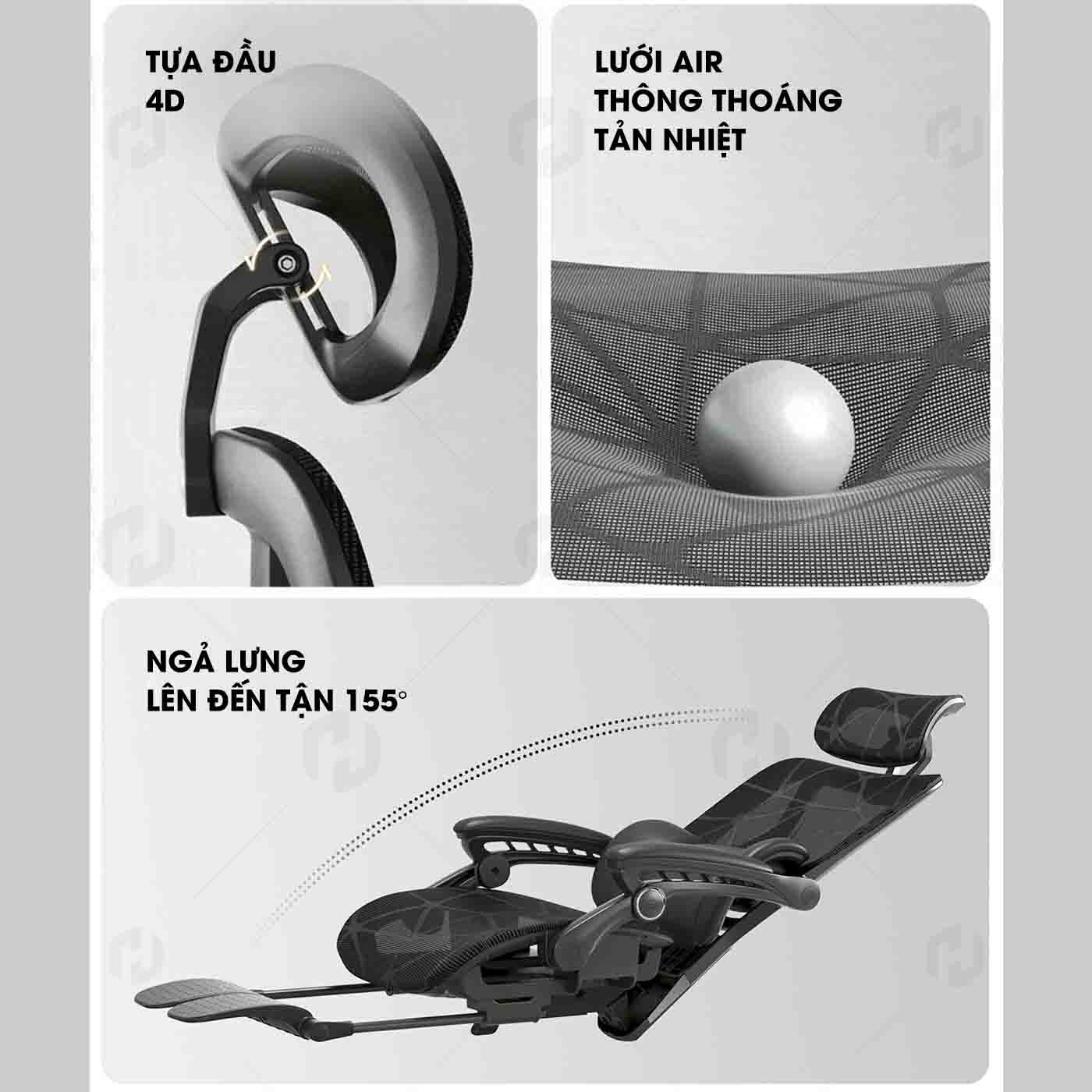 Ghế công thái học HTD-W892 thiết kế chuẩn y khoa