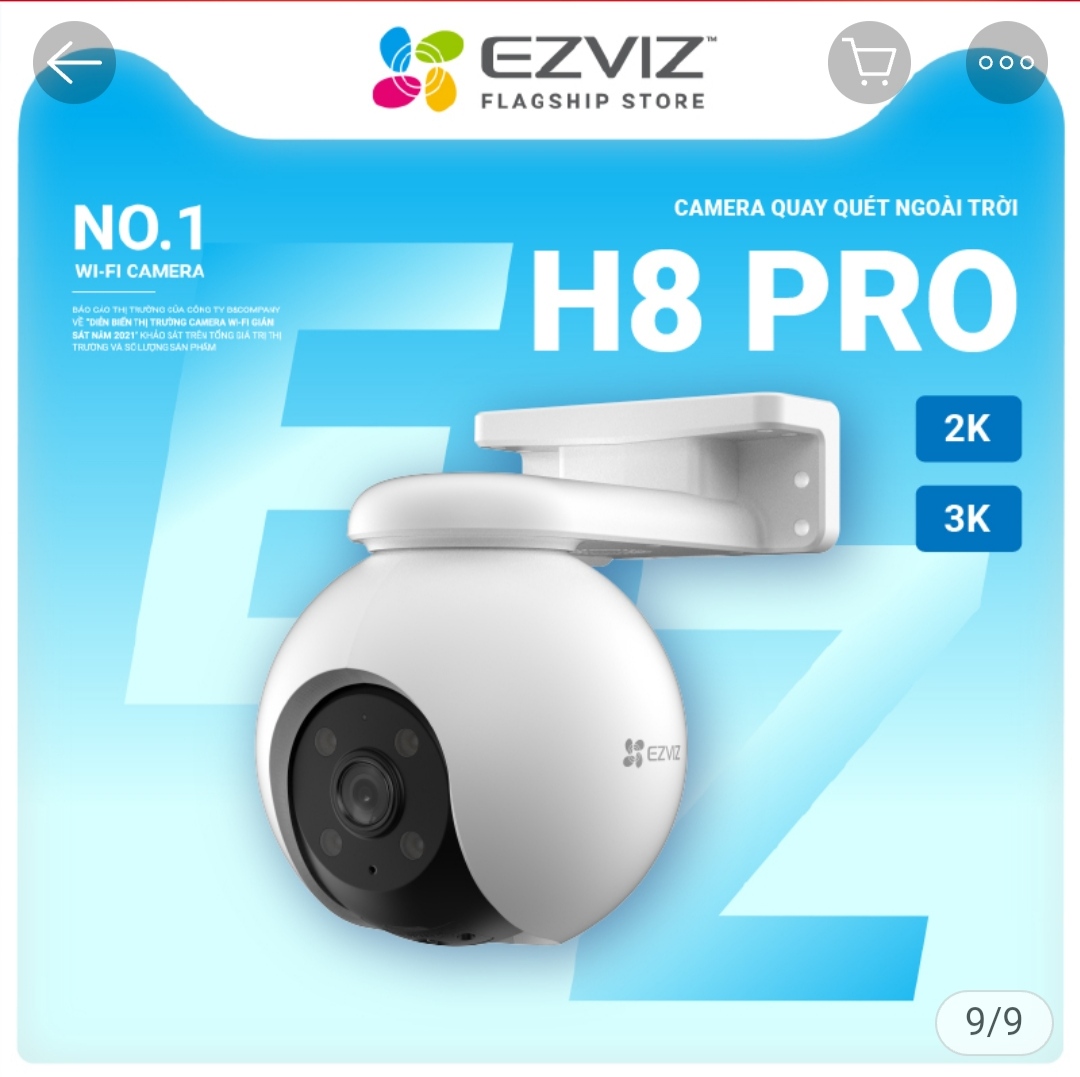 Camera không dây wifi Ezviz H8 3MP 2K, đàm thoại 2 chiều, phát hiện và cảnh báo chủ động