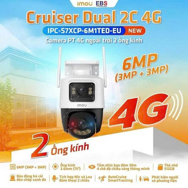 Camera 4G 2 ống kính ngoài trời IPC-S7XCP-6M1TED-EU 6.0MP
