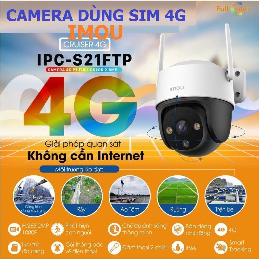 Camera Wifi PTZ Full Color 2MP iMOU IPC-S21FTP kết nối 4G