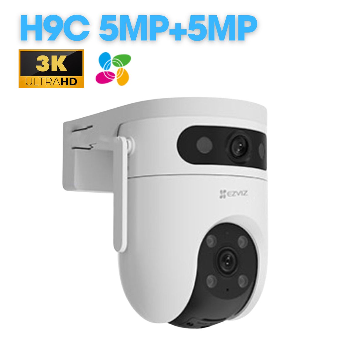 Camera 2 mắt Ezviz H9C 3K 5MP+5MP tích hợp mic và loa, cảnh báo chủ động, phát hiện con người