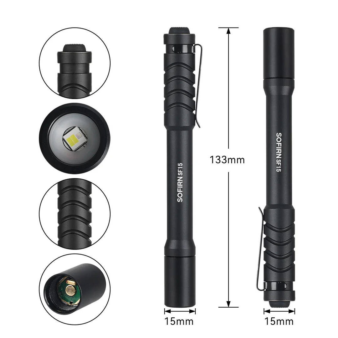 Đèn pin Sofirn SF15 sáng trắng kích thước 133x15mm