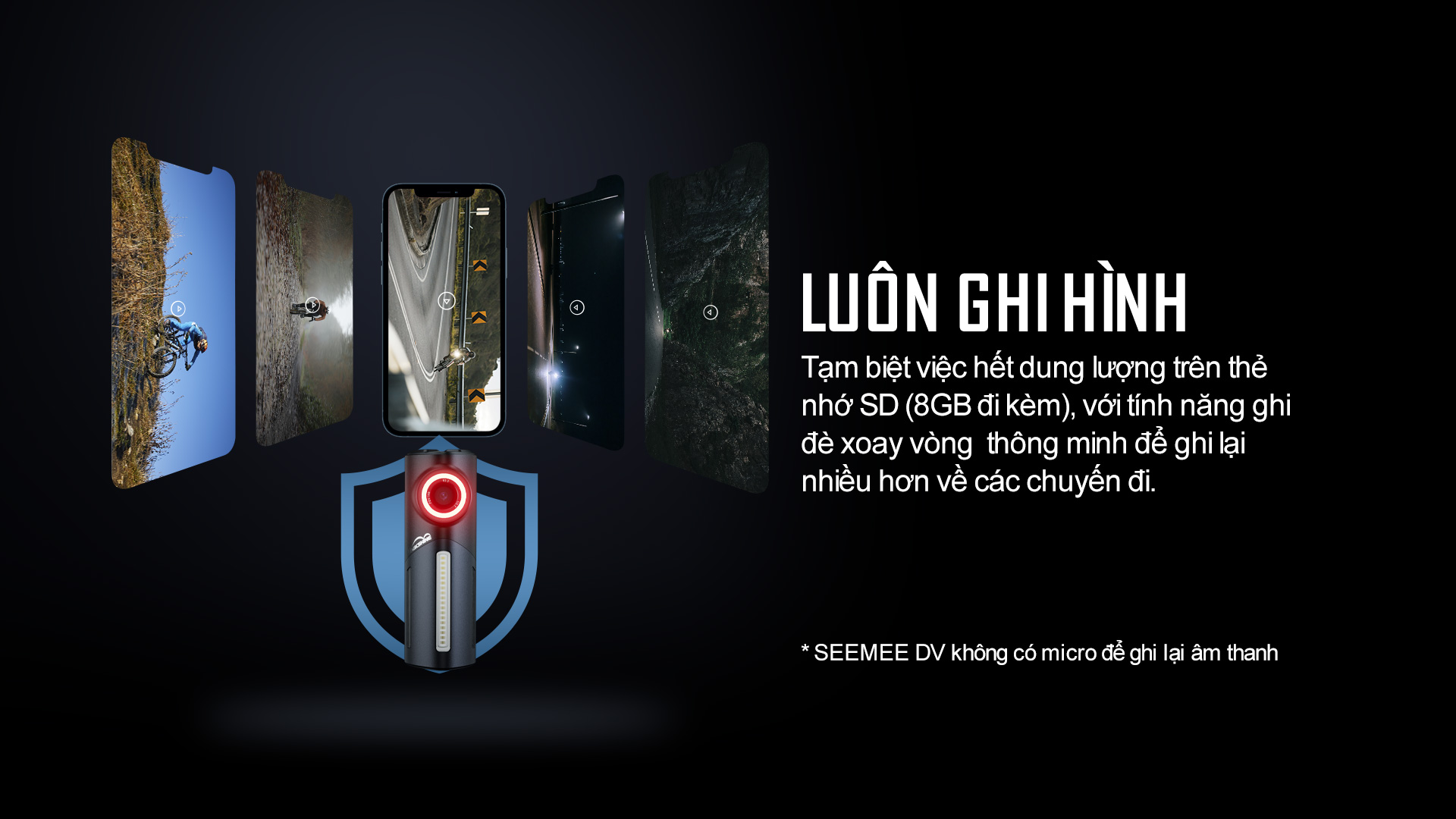 Đèn hậu xe camera MAGICSHINE SEEMEE DV độ sáng 30 lumen bộ nhớ 8gb