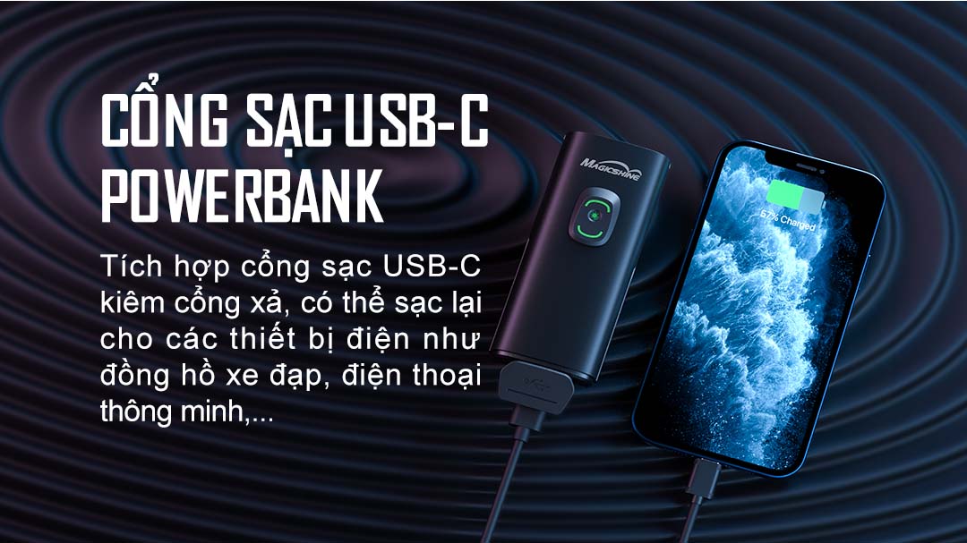 Đèn xe đạp MAGICSHINE RAY 2600B sử dụng cổng sạc usb-c
