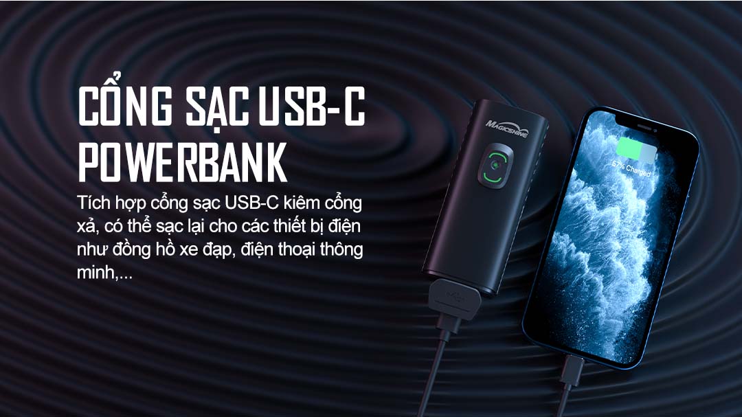Đèn xe đạp MAGICSHINE RAY 1600B sử dụng cổng sạc usb-c