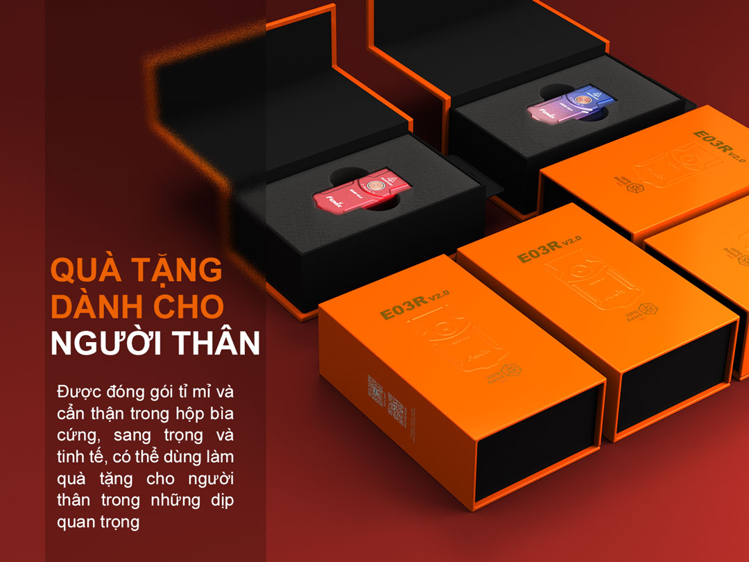 Đèn pin móc khóa FENIX E03R v2 với màu sắc đặc biệt có thể làm quà tặng, biếu cho người thân